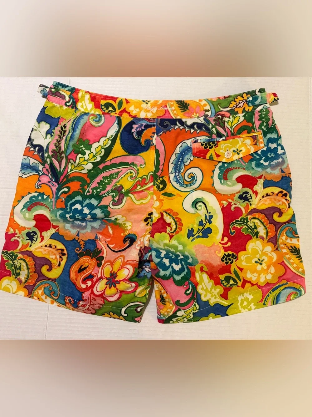 Ralph Lauren Purple Label Psychedelic Floral Paisley Tailored Resort Shorts 32